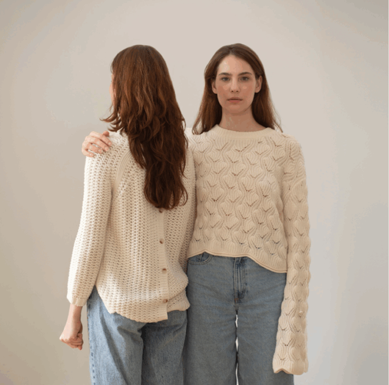 Acrylic yarn offers warmth, softness, and lightweight comfort, making it a popular choice for cozy, easy-care sweaters and cardigans with vibrant color retention.
